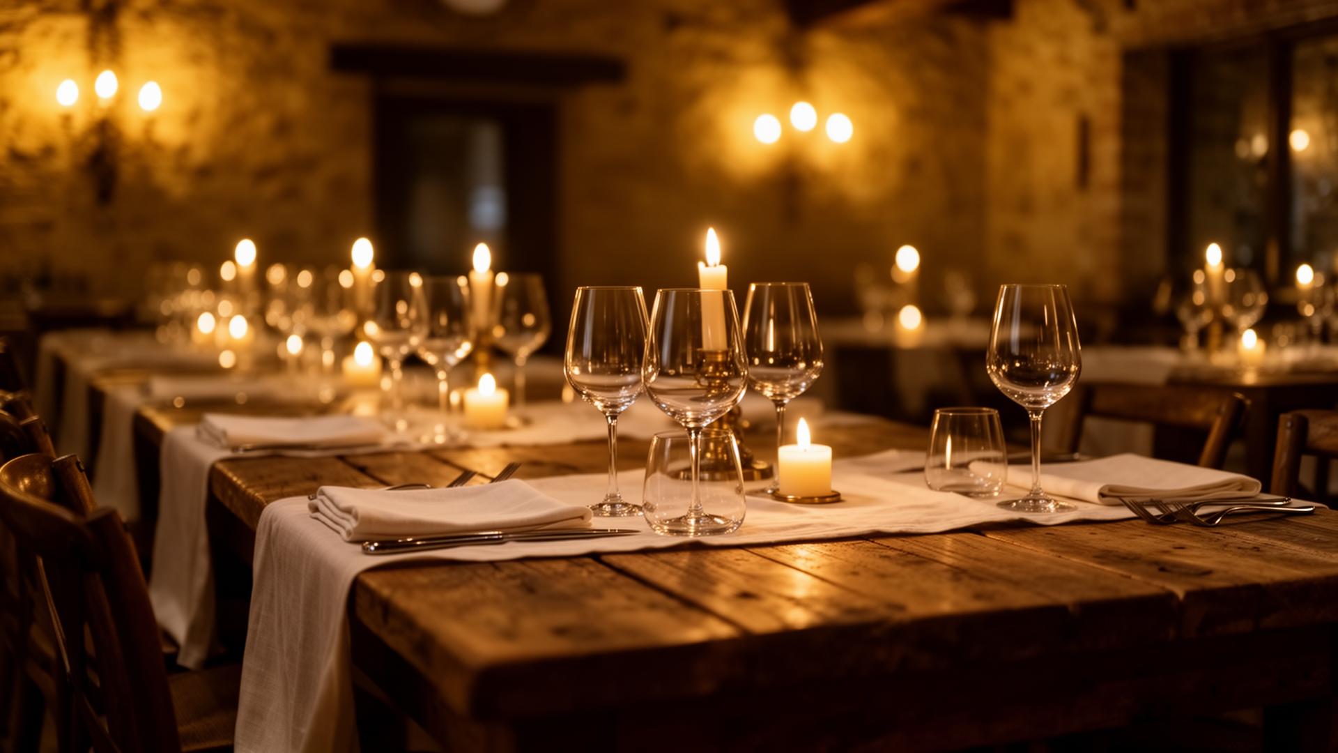Candlelit Italian dining room